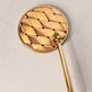 Gold Tone Metal Handheld Mirror with Diamond Designs
