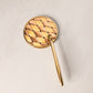 Gold Tone Metal Handheld Mirror with Diamond Designs