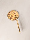 Gold Tone Metal Handheld Mirror with Diamond Designs