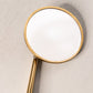 Gold Tone Metal Handheld Mirror with Diamond Designs