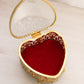 Gold Tone Metal Heart Shaped Casket Jewelry Box with Red Felt