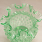 Vintage Small Light Green Glass Ruffled Hobnail Vase