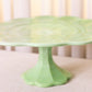 Large Green Milk Glass Scalloped Cake Stand