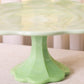 Large Green Milk Glass Scalloped Cake Stand