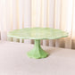 Large Green Milk Glass Scalloped Cake Stand
