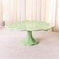 Large Green Milk Glass Scalloped Cake Stand