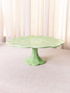 Large Green Milk Glass Scalloped Cake Stand