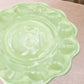 Large Green Milk Glass Scalloped Cake Stand