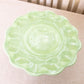Large Green Milk Glass Scalloped Cake Stand