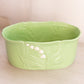 Green & White Oval Lily of the Valley Ceramic Planter