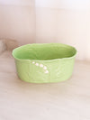 Green & White Oval Lily of the Valley Ceramic Planter