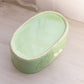 Green & White Oval Lily of the Valley Ceramic Planter
