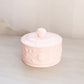 Vintage Jeannette Glass Shell Pink Milk Glass Floral Lidded Jar