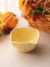 Kelly Brooke Pottery Medium Square Yellow Bowl with Flower Details