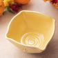Kelly Brooke Pottery Medium Square Yellow Bowl with Flower Details