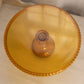 Vintage LE Smith Large Amber Glass Hobnail Cake Stand