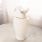Large Antique White Opaline Glass Ruffled Vase