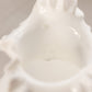 Large Antique White Opaline Glass Ruffled Vase