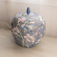 Large Blue Ceramic Lidded Ginger Jar with Floral Designs