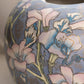 Large Blue Ceramic Lidded Ginger Jar with Floral Designs
