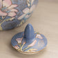 Large Blue Ceramic Lidded Ginger Jar with Floral Designs