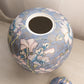 Large Blue Ceramic Lidded Ginger Jar with Floral Designs