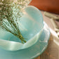 Large Blue Opalescent Textured Glass 5-Petal Scalloped Bowl
