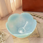 Large Blue Opalescent Textured Glass 5-Petal Scalloped Bowl