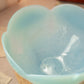 Large Blue Opalescent Textured Glass 5-Petal Scalloped Bowl