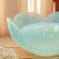 Large Blue Opalescent Textured Glass 5-Petal Scalloped Bowl