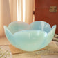 Large Blue Opalescent Textured Glass 5-Petal Scalloped Bowl