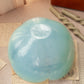 Large Blue Opalescent Textured Glass 5-Petal Scalloped Bowl