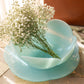 Large Blue Opalescent Textured Glass 5-Petal Scalloped Plate