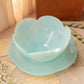Large Blue Opalescent Textured Glass 5-Petal Scalloped Plate
