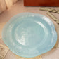 Large Blue Opalescent Textured Glass 5-Petal Scalloped Plate