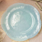 Large Blue Opalescent Textured Glass 5-Petal Scalloped Plate