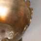 Large Brass Crown Scalloped Etched Floral Footed Bowl