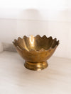 Large Brass Crown Scalloped Footed Bowl