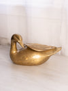 Large Brass Duck Figurine Looking Under Wing