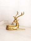 Large Brass Laying Buck Stag Deer Lidded Dish Figurine