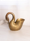 Large Brass Swan Planter with Head Down and Detailed Wing Details