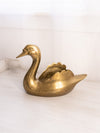 Large Brass Swan Planter with Scalloped Feathers