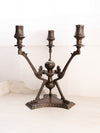 Vintage Large Brown Bronze Tone Iron Detailed Candelabra
