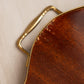 Vintage Large Marquetry Floral Wood Veneer Tray with Gold-Tone Details