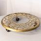 Large Circular Brass Floral Plant Stand with Casters