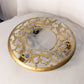 Large Circular Brass Floral Plant Stand with Casters