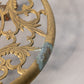 Large Circular Brass Floral Plant Stand with Casters