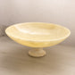 Large Cream Alabaster Footed Bowl on White Alabaster Base