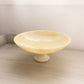 Large Cream Alabaster Footed Bowl on White Alabaster Base