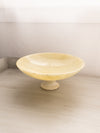 Large Cream Alabaster Footed Bowl on White Alabaster Base